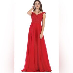 May Queen - MQ1602 Elegant Red Evening Gown